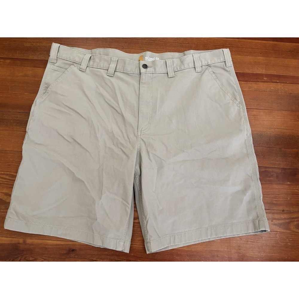 Carhartt Mens Relaxed Fit Shorts Khaki Size 46 Flat Front Side Pocket